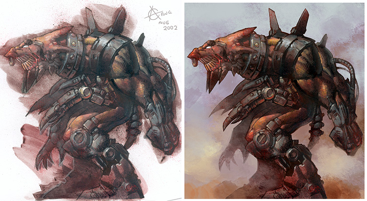 Cyborg Beast acrylic painting